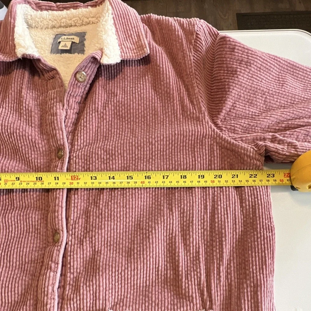 L.L.Bean Sherpa Lined Button Front Jacket Dusty Rose Pink Solid Pockets Size L